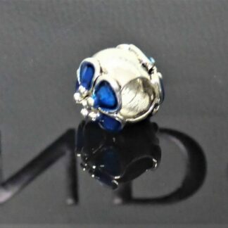 NEU Flower blaue Magnolia CHARM für Schlangenglieder Armband Blume silber blau